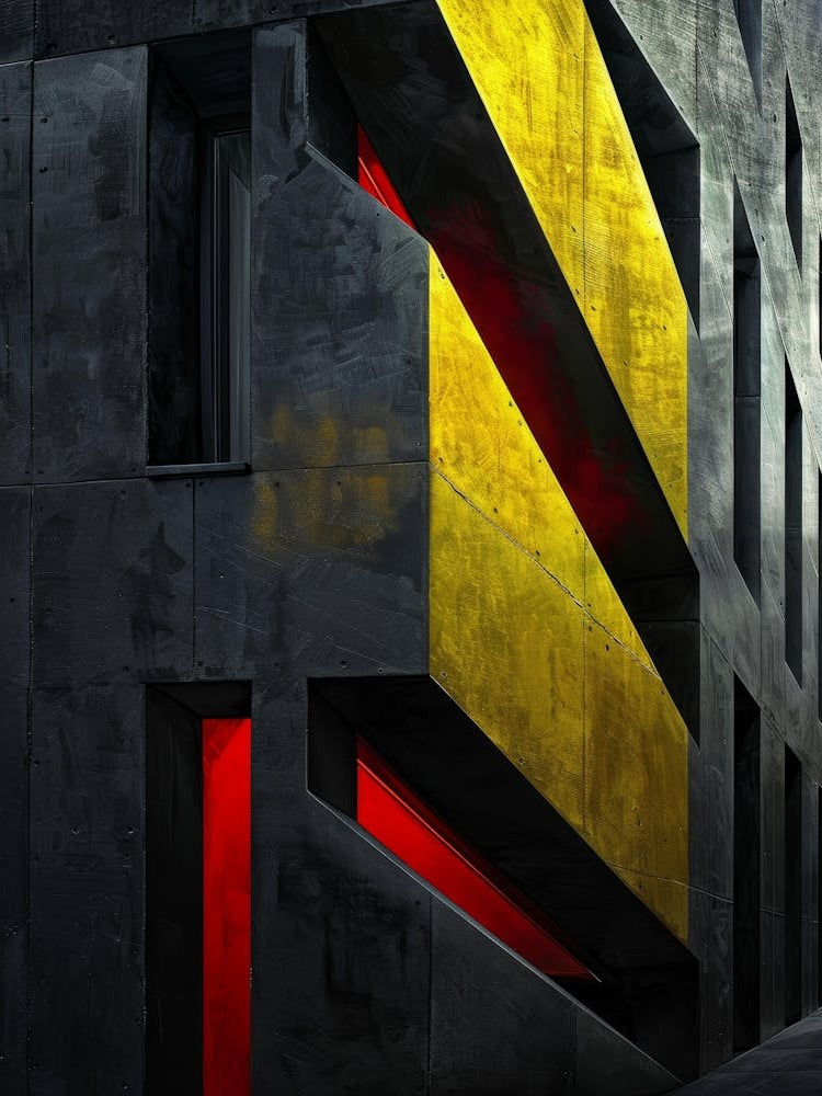 Building With Red And Yellow Stripes