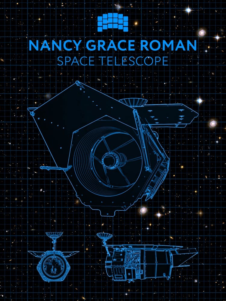 Nancy Grace Roman Telescope Blueprint Poster — NASA NGRST Space Print 3