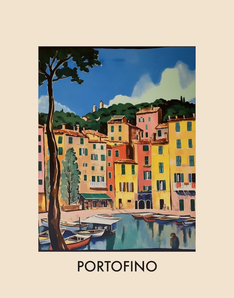 Portofino Italy 10 Vintage Travel Poster