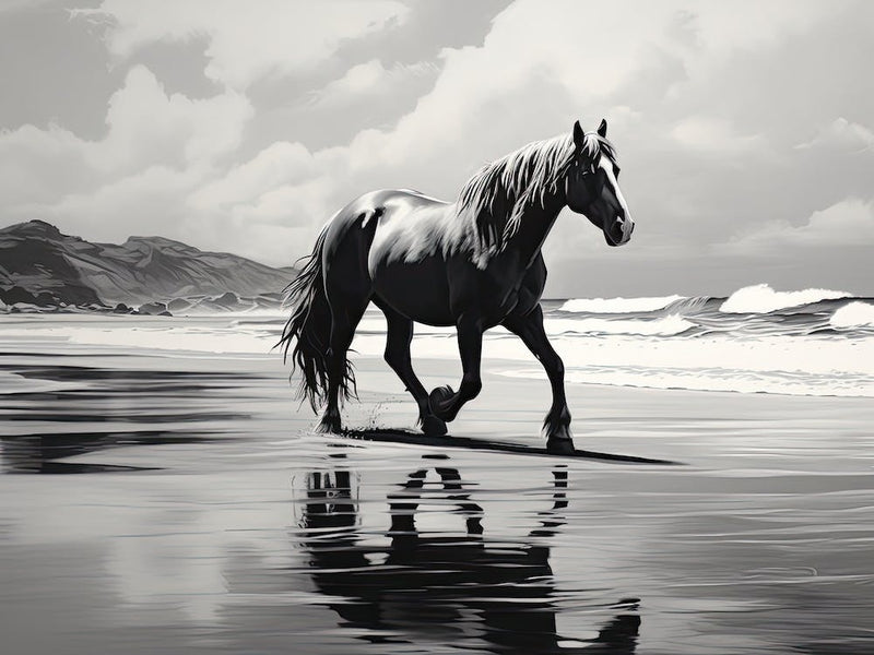 A Horse Oil Painting In Camps Bay Beach, South Africa, Landscape 1