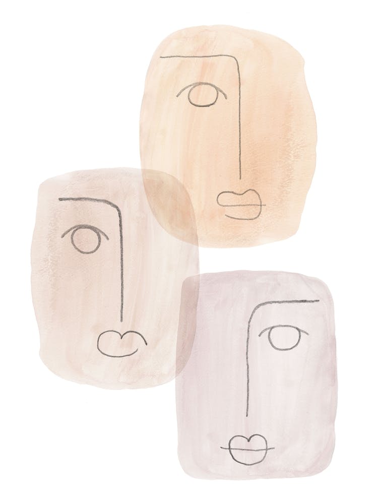 Boho watercolor Faces