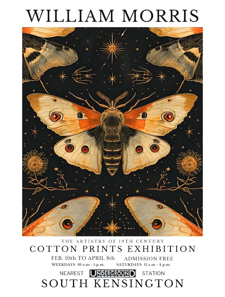 William Morris - Cotton Prints Exhibition Vintage Butterfly 1
