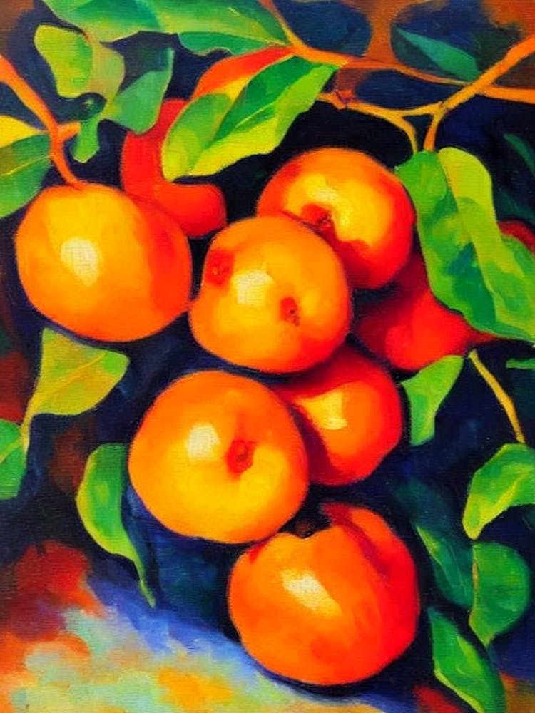 Persimmon 2 Fruit Vibrant Matisse Inspired Painting Fruit
