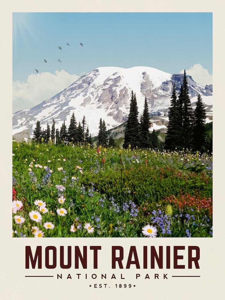 Mount Rainier Minimalist Travel Poster