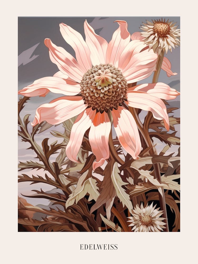 Floral Illustration Edelweiss 2 Poster