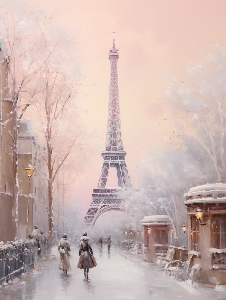 Dreamy Winter Painting Paris France 1
