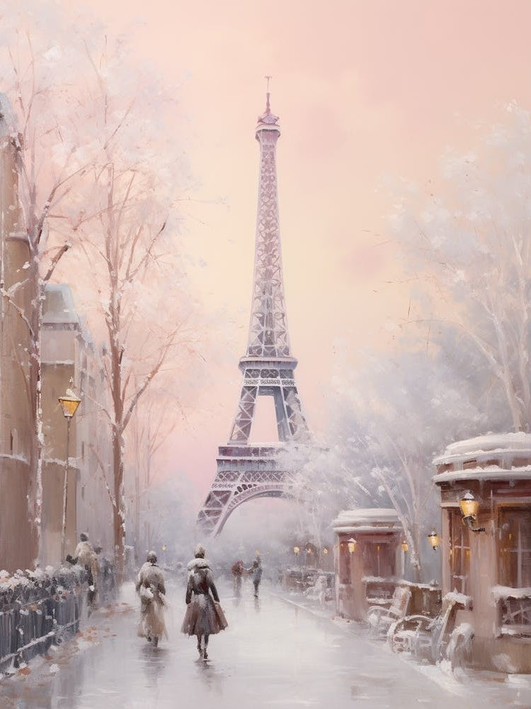 Dreamy Winter Painting Paris France 1