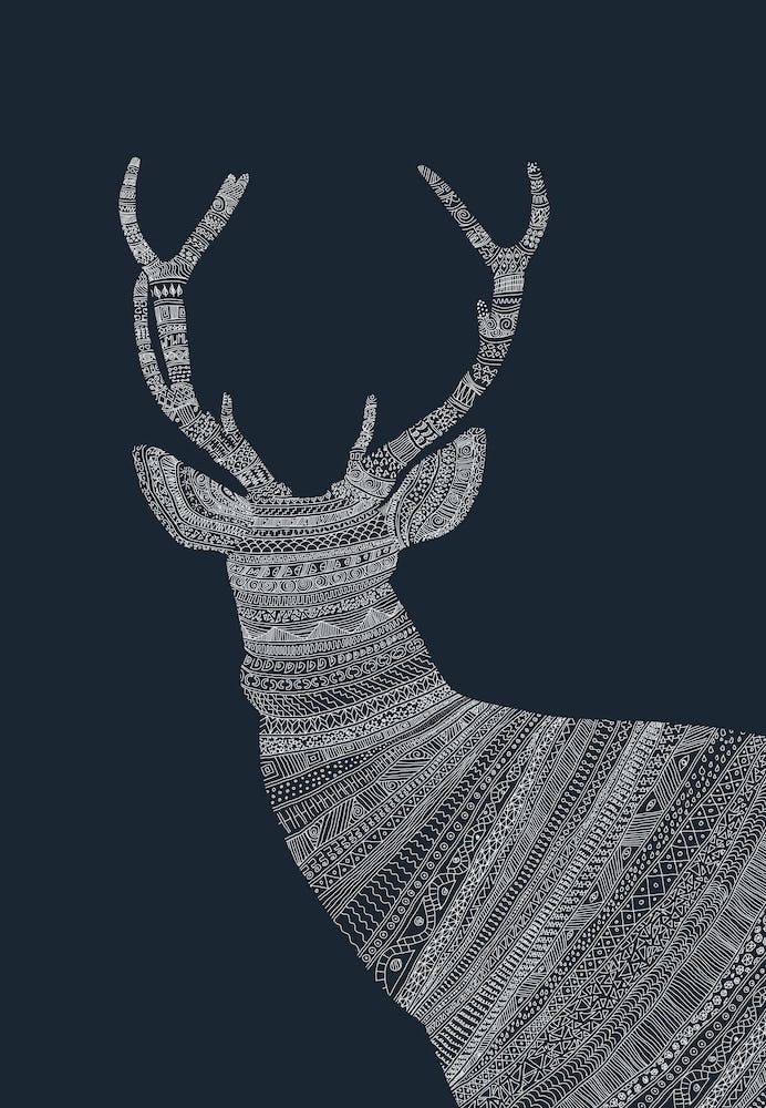 White Stag On Blue