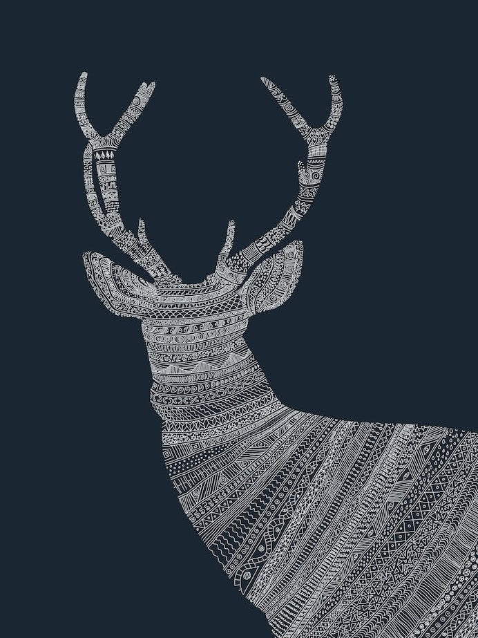 White Stag On Blue