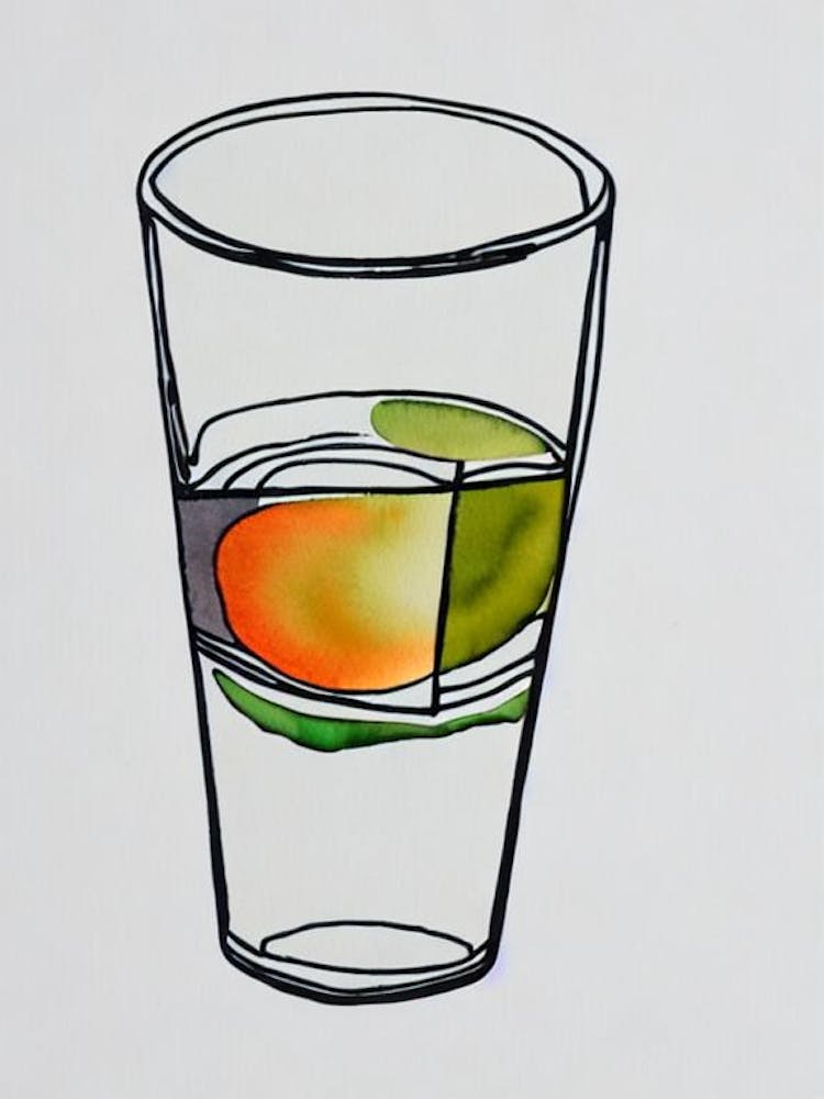Sazerac Minimale Strichzeichnung Mit Aquarell Cocktail Poster