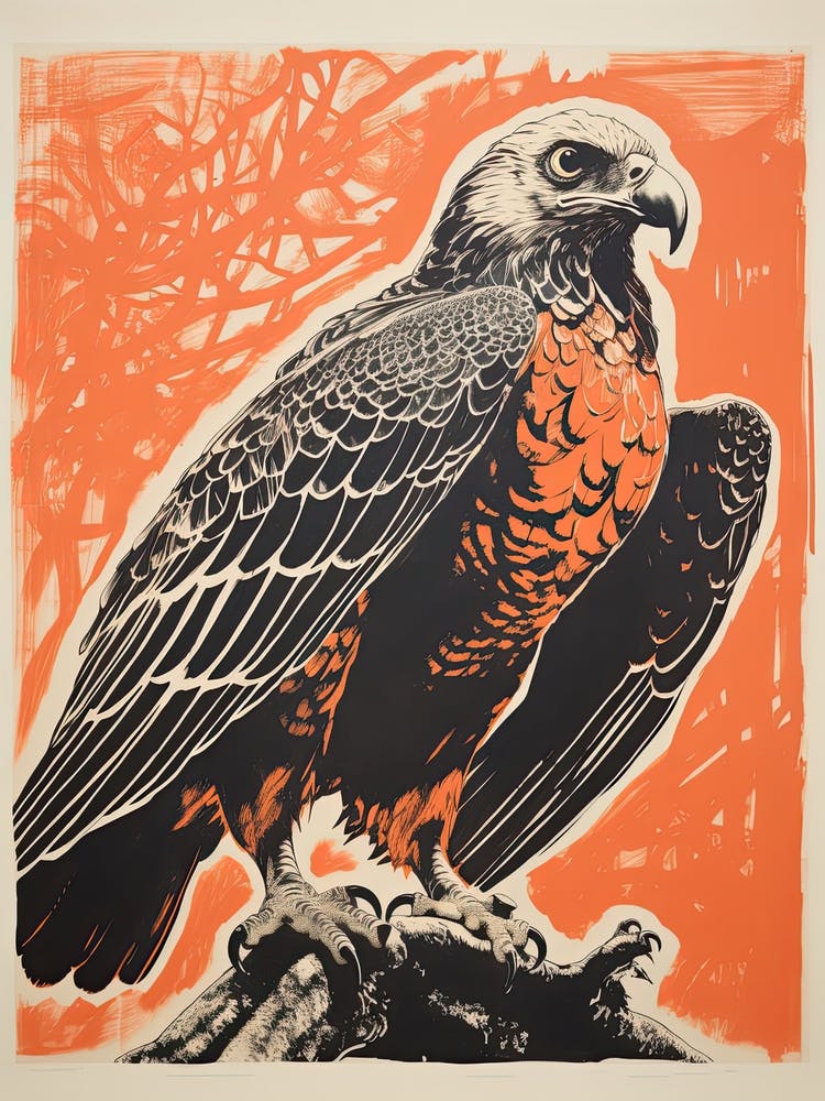 Harpy Eagle, Woodblock Animal Drawing 2