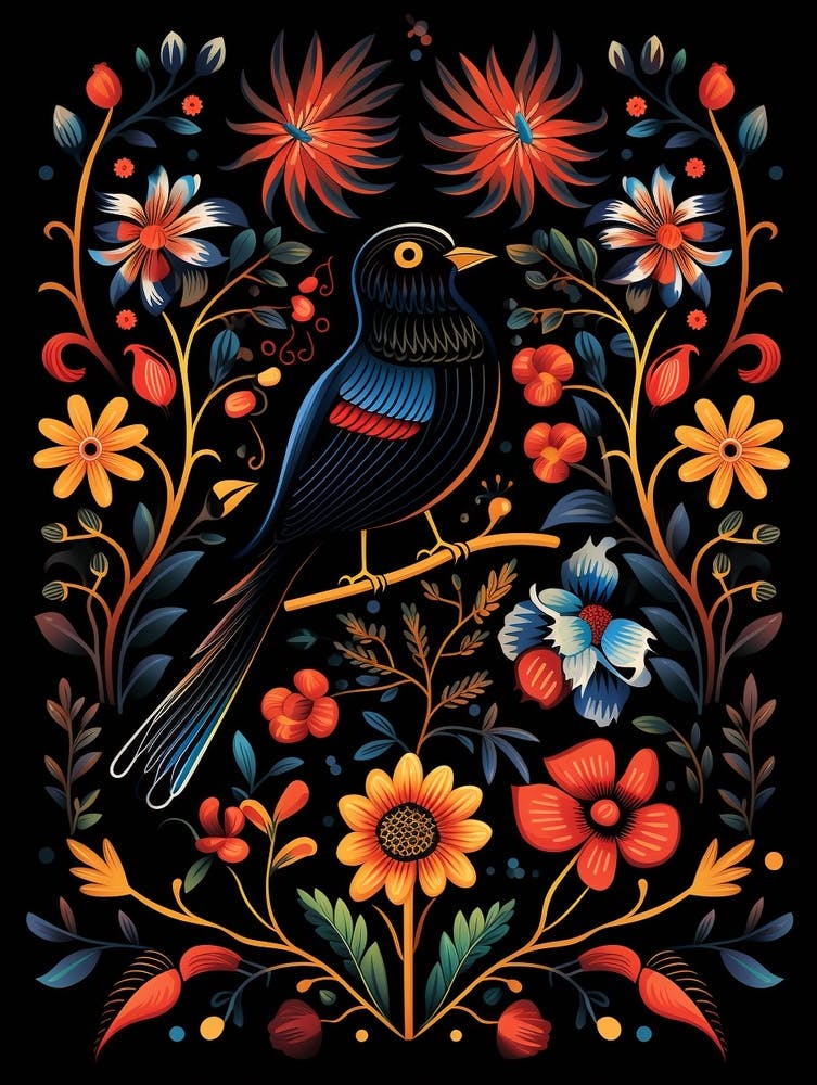 Volkskunst Vogel Illustration Krähe 2
