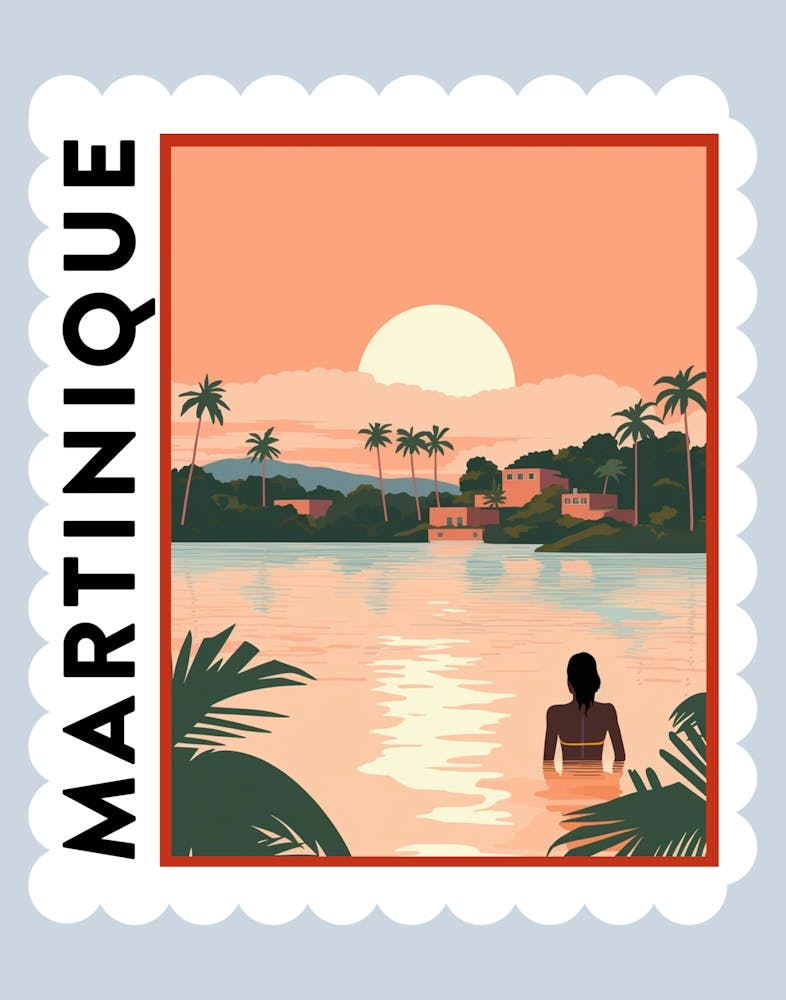 Martinique Travel Stamp Poster