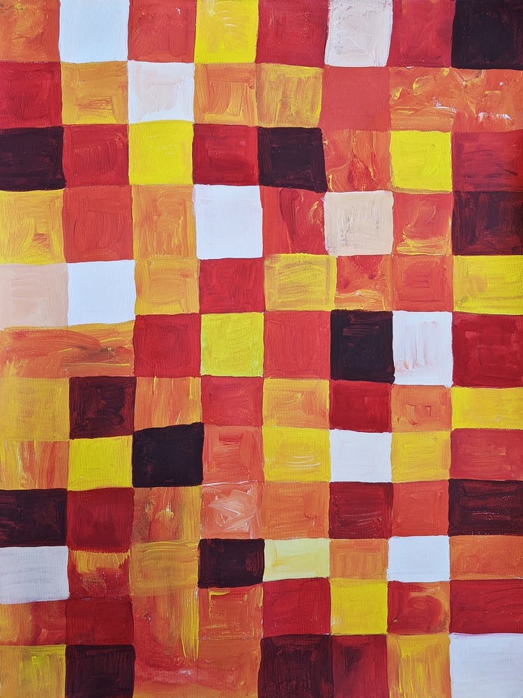Red yellow pixel squares