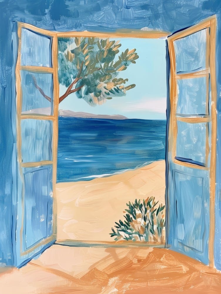 Offenes Fenster zum Strand