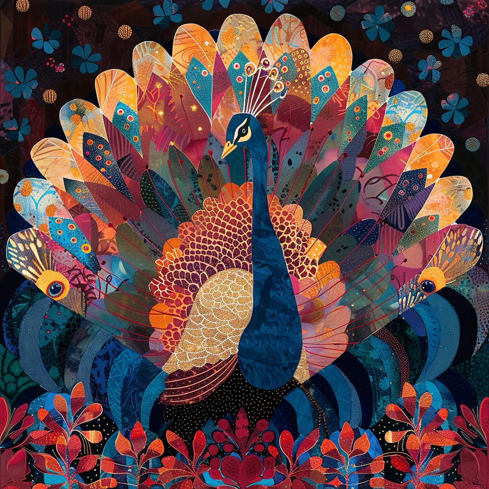 Patchwork Quilted Peacock 2