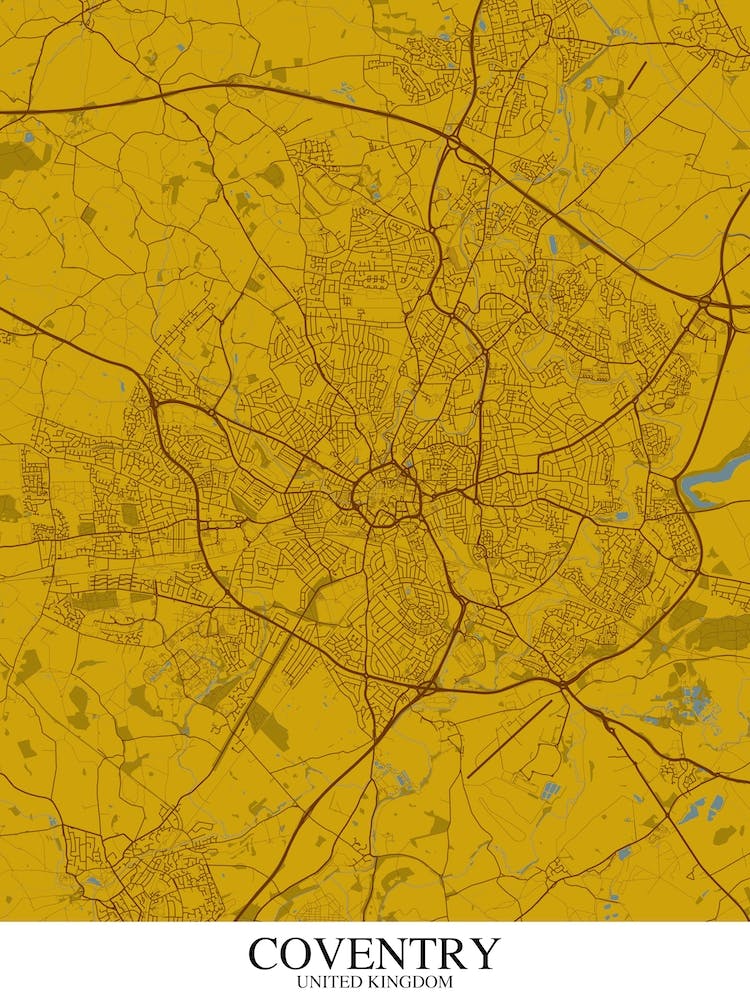 Coventry Yellow Blue Map