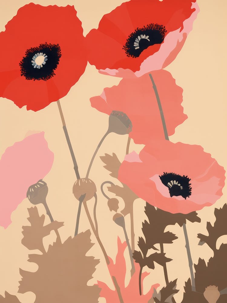 Poppies Flower Big Bold Illustration 3