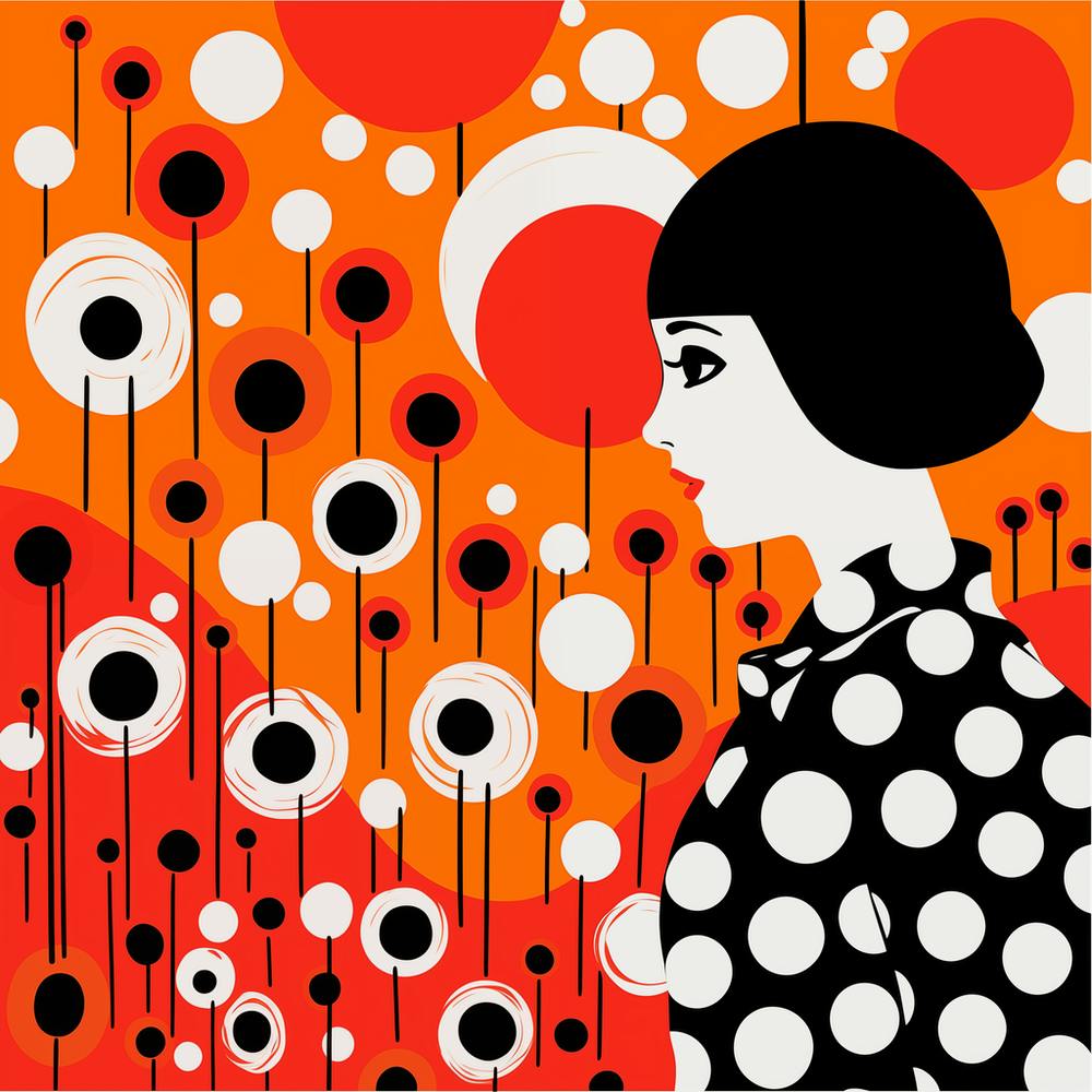 Yayoi Kusama Inspired Woman In Springtime