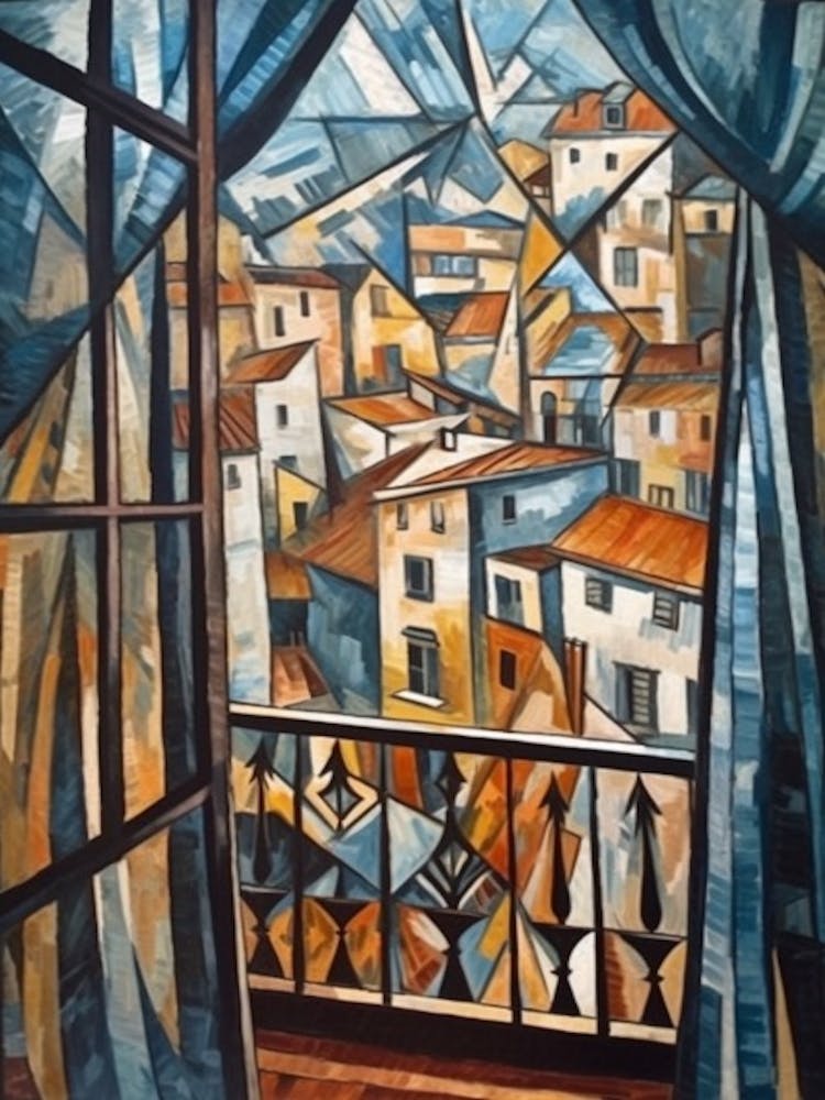 Fensterblick Barcelona im Stil des Kubismus 4