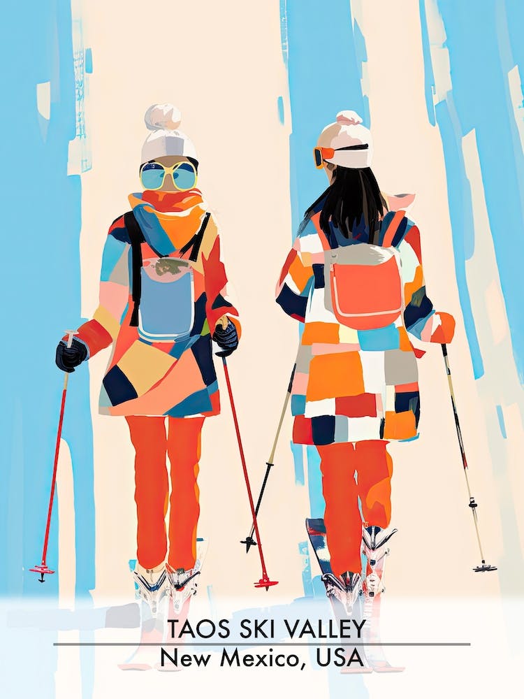 Taos Ski Valley   New Mexico Usa, Ski Resort Poster Illustration 1