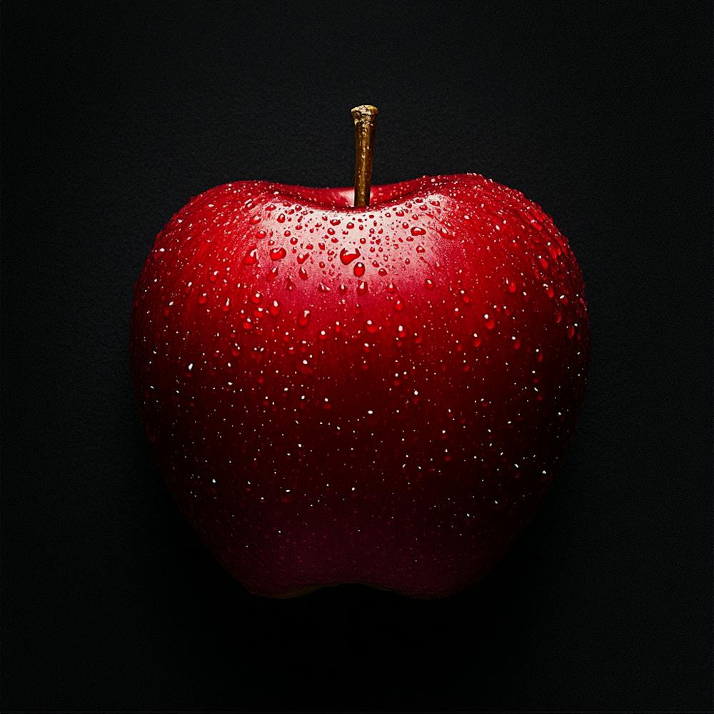 Red Apple With Water Droplets