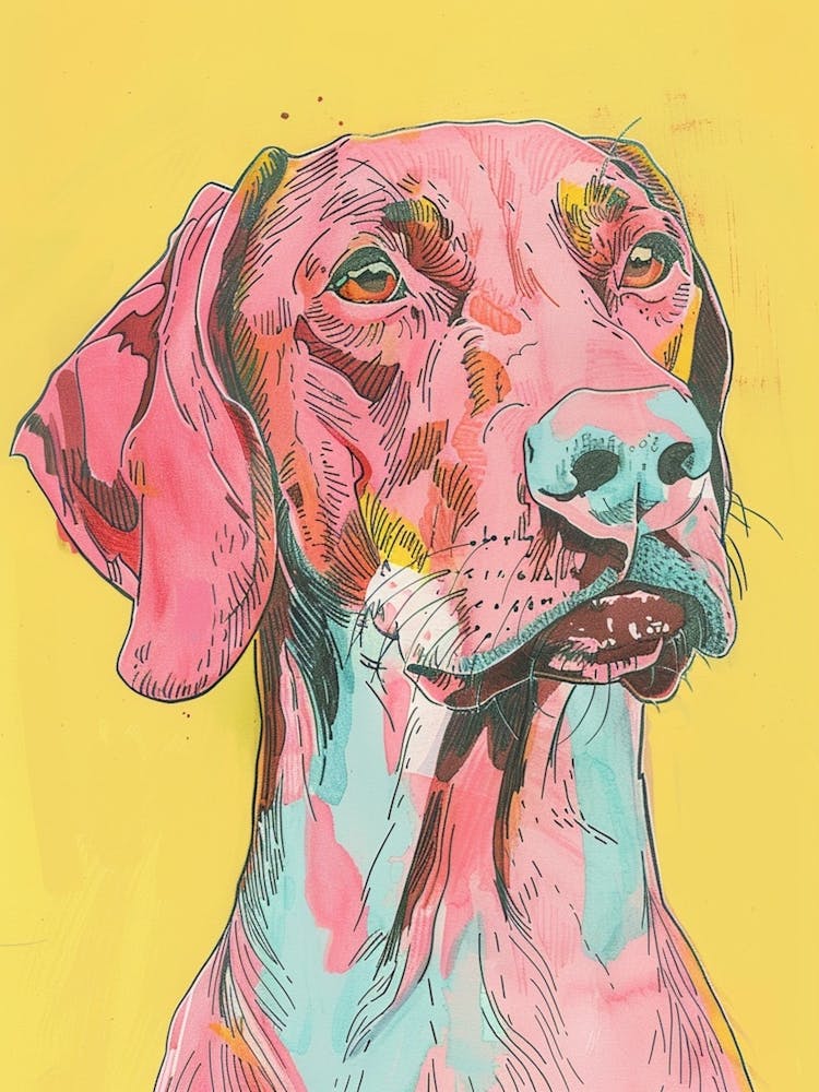 Colourful Wirehaired Vizsla Watercolour Dog