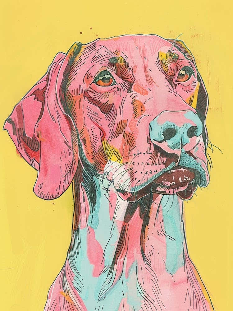 Colourful Wirehaired Vizsla Watercolour Dog