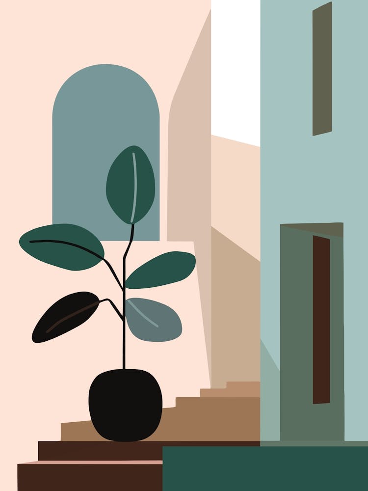 House With A Potted Plant 1