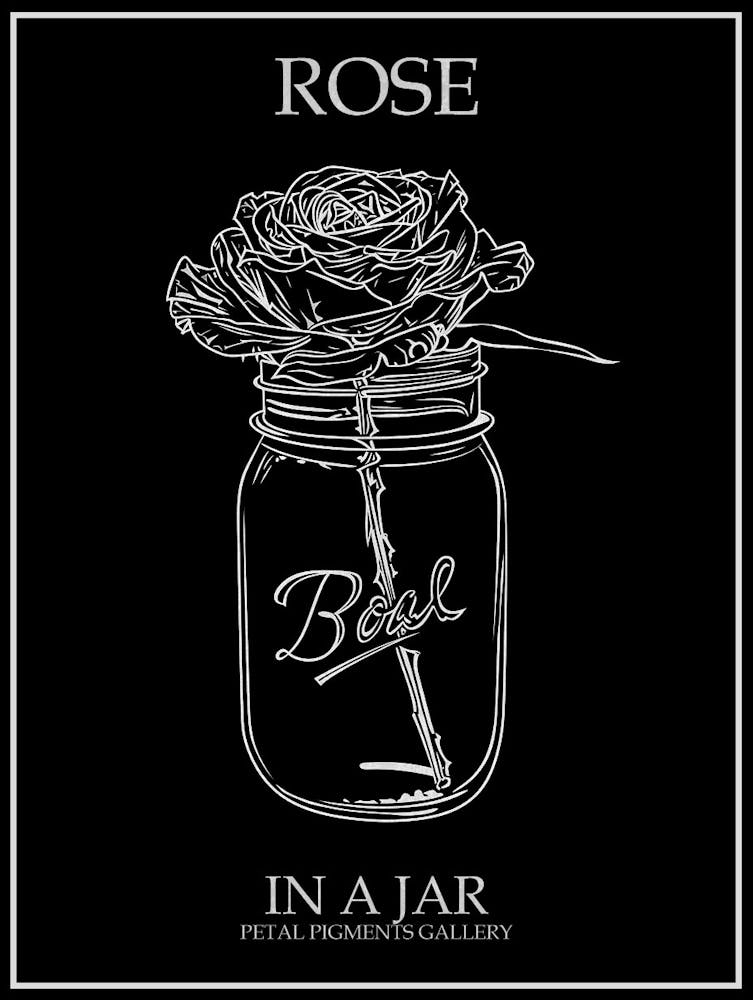 Rose im Glas Linienzeichnung 1 Invertiertes Poster