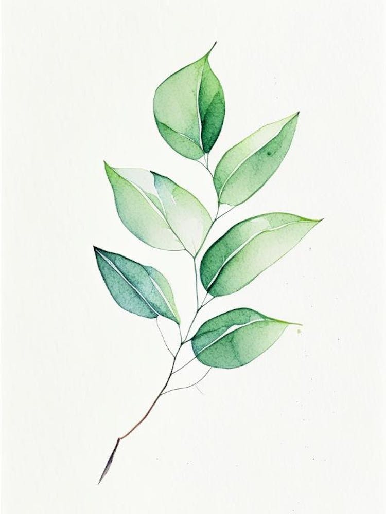 Wintergreen Leaf Minimalist Watercolour 6