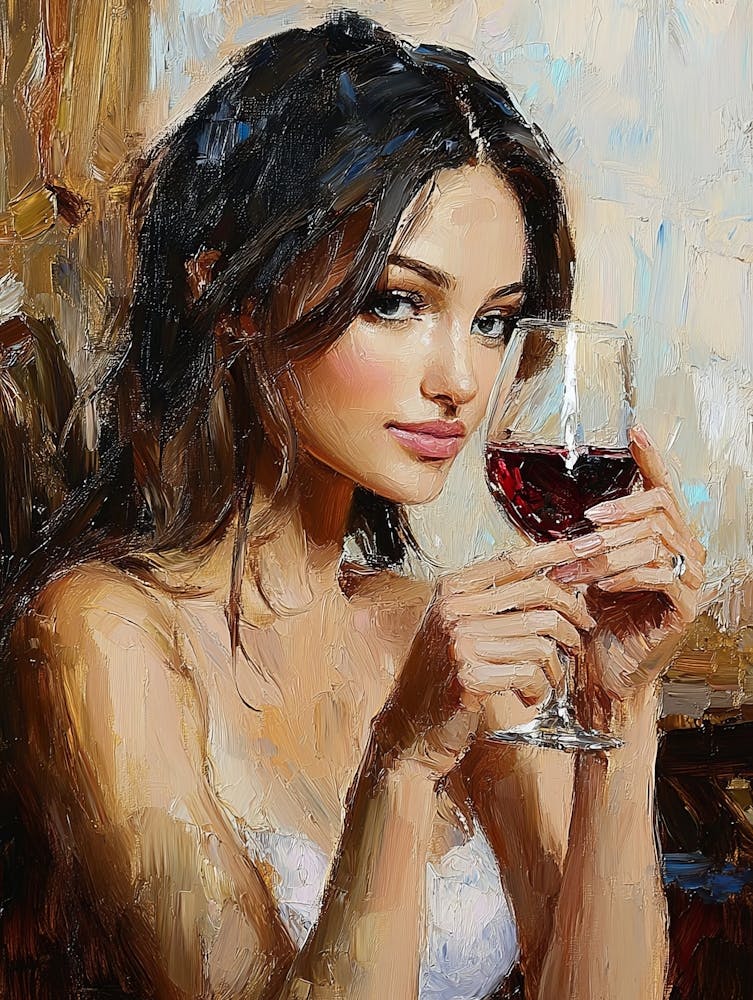 Beautiful Attractive Young Woman Holding A Glass Of Wine 2