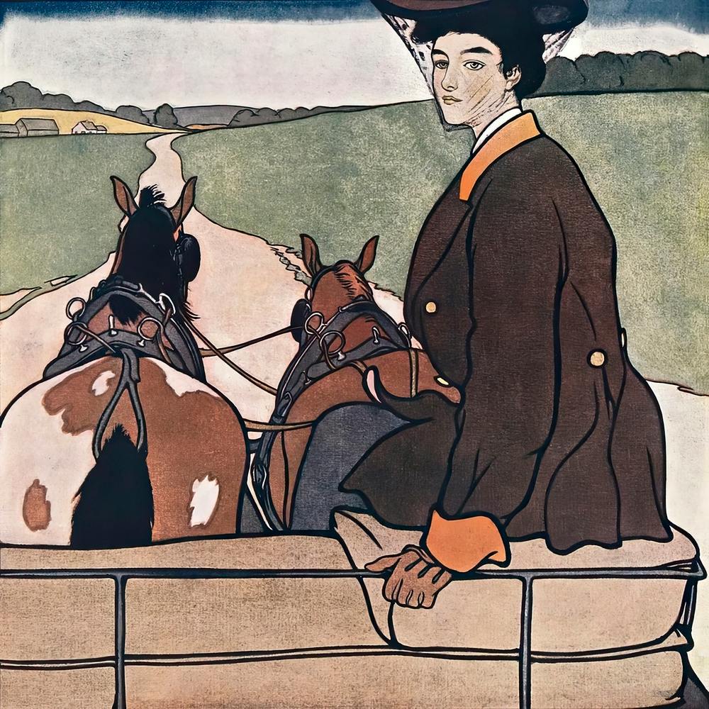 Woman In A Carriage, Edward Penfield