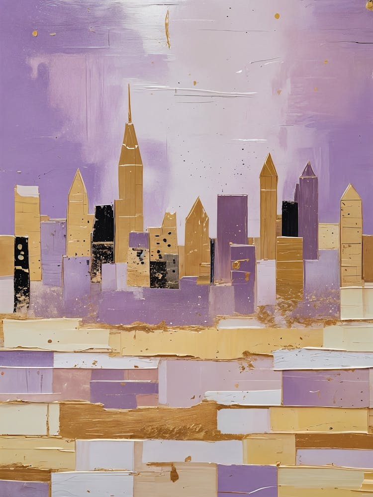 Abstract Purple City Skyline no6