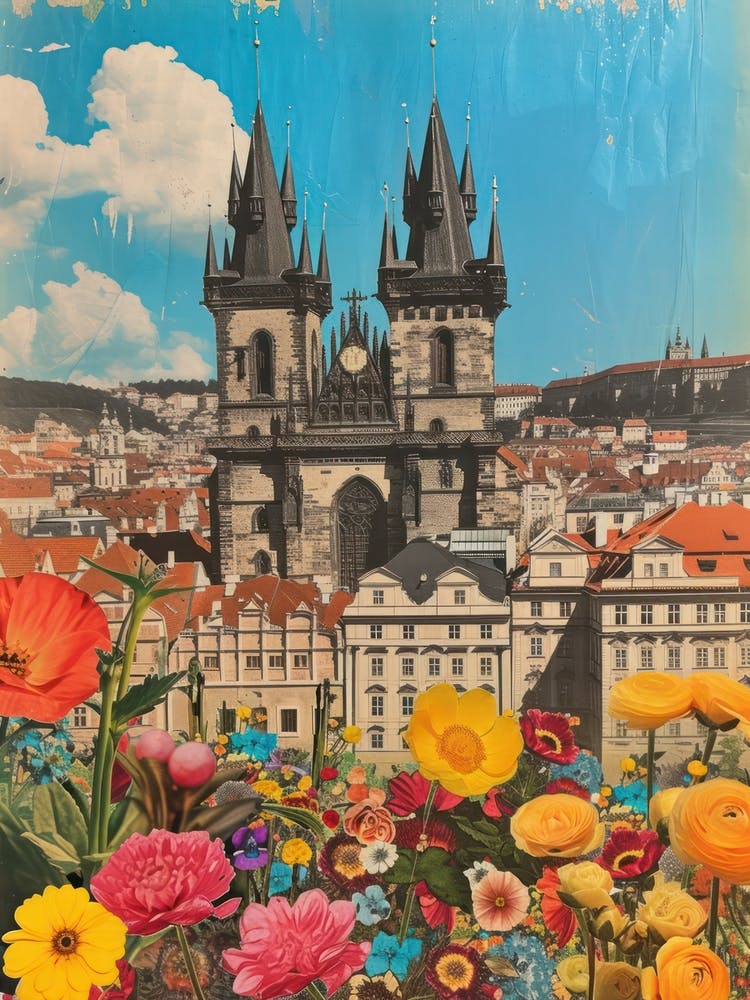 Prague   Floral Retro Collage Style 3
