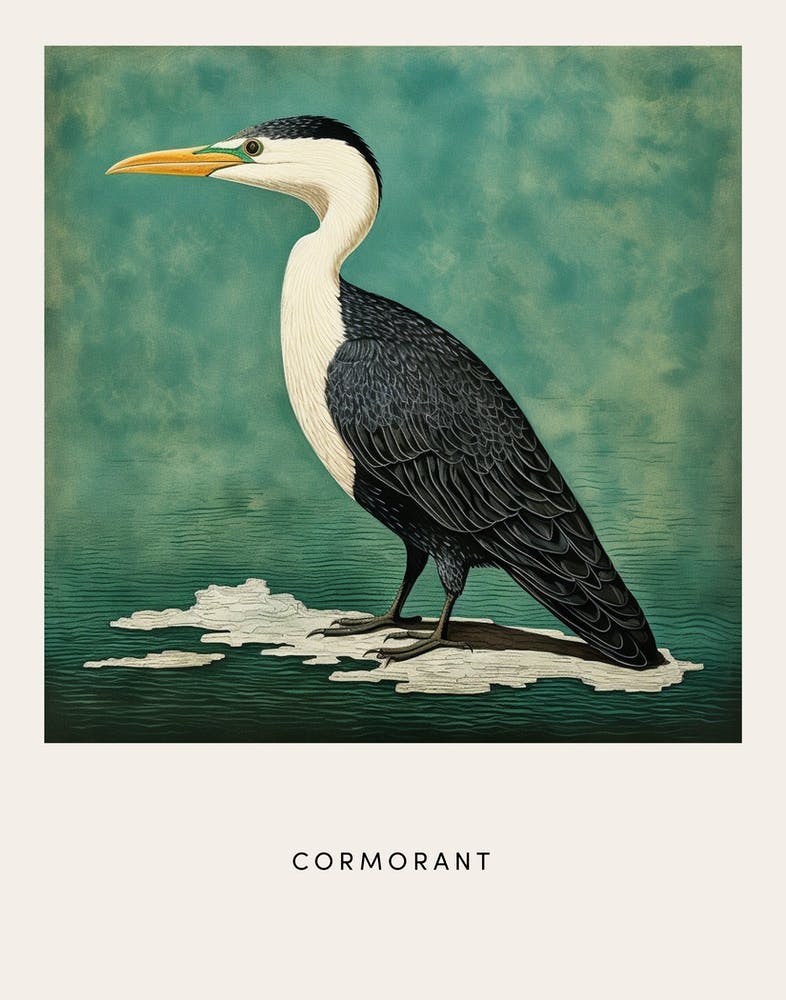 Ohara Koson Inspired Bird Painting Cormorant 4 Poster