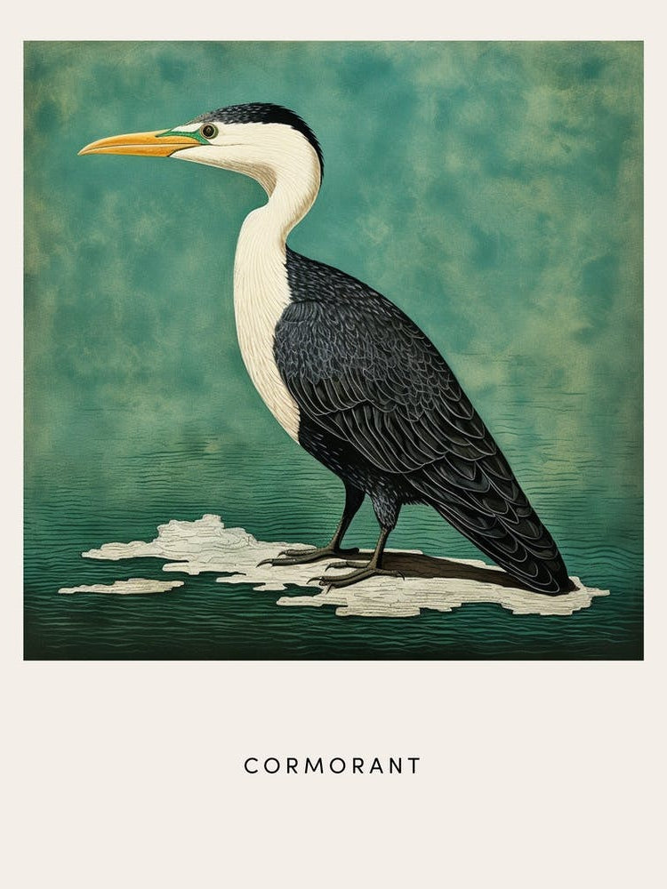 Ohara Koson Inspired Bird Painting Cormorant 4 Poster