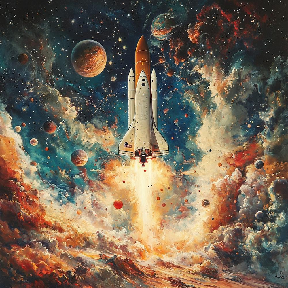 Space Shuttle Launch 1 Art Print by AI & Designs by Nina – Fy!