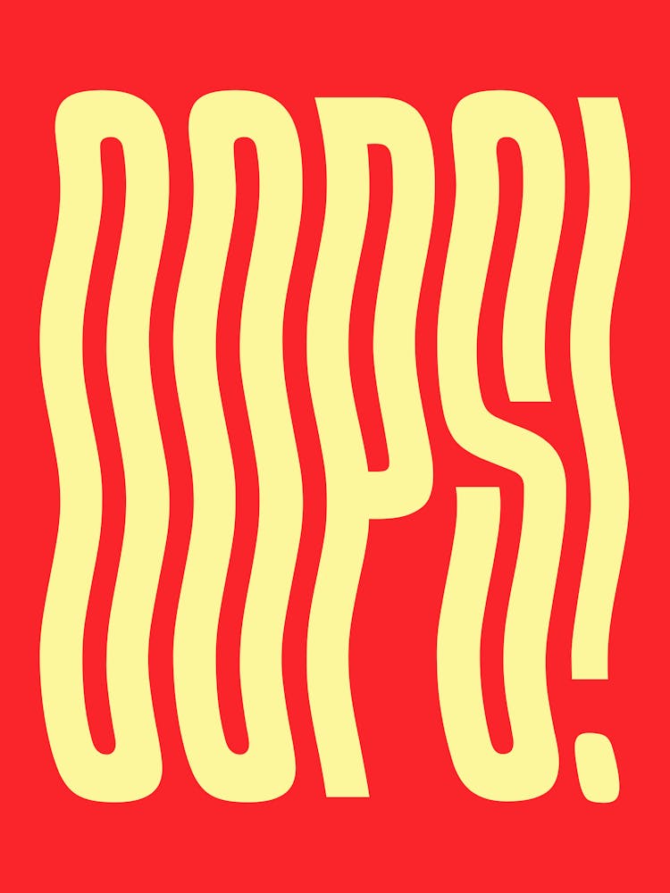 Oops wavy text (Bright Red Tone),groovy, funny, funky, cool, saying, word, vibes, cute, red, decor, typography, text, minimal, words