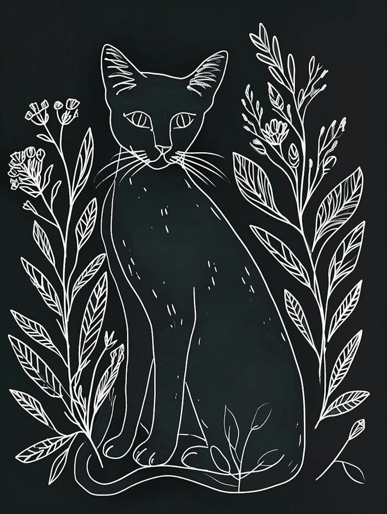 Russian Blue Cat Minimalist Illustration 1