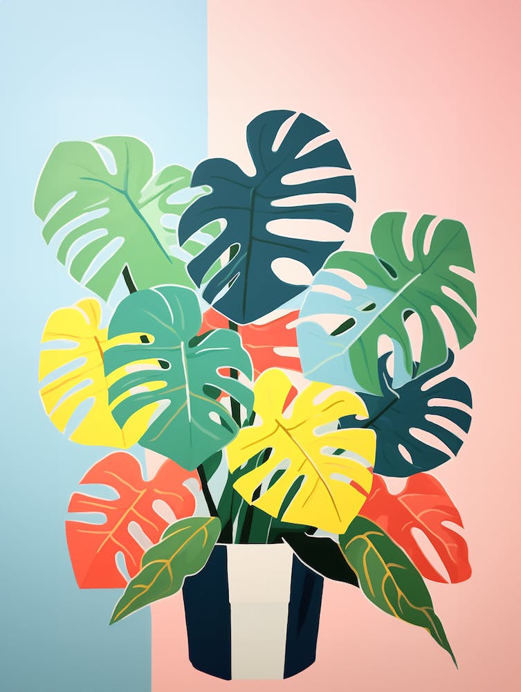Matisse-inspiriertes Botanisches Zimmerpflanzen-Badezimmer-Poster