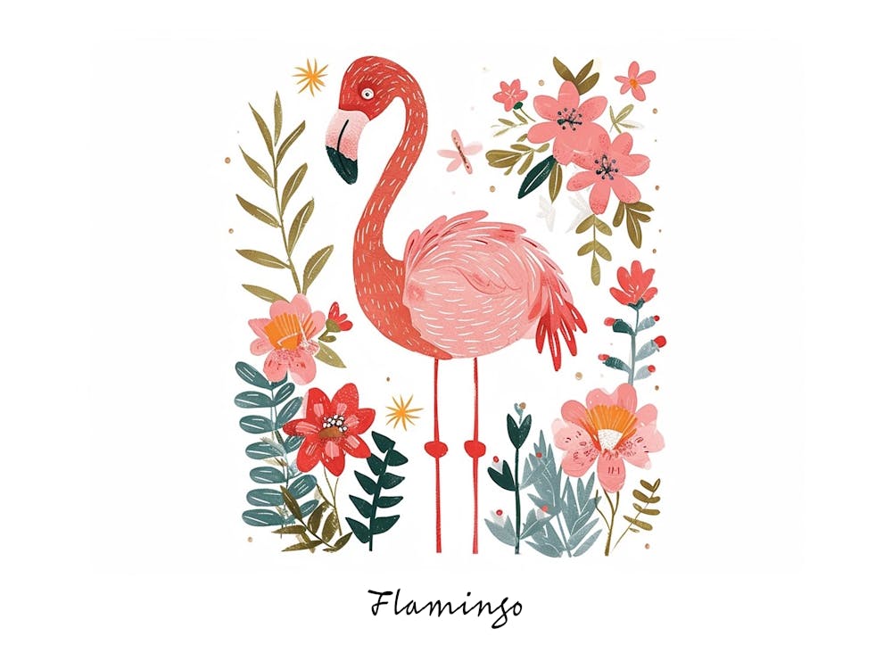 Little Floral Flamingo 3 Poster