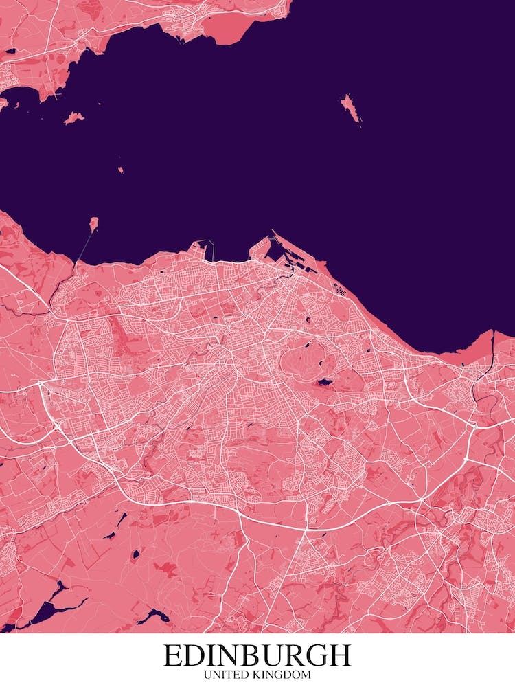 Edinburgh Pink Purple Map