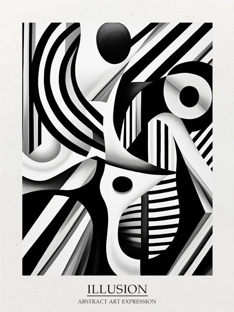 Illusion Abstract Black And White 4 Poster