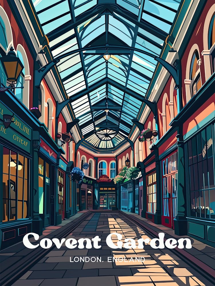 Covent Garden London England Market Travel Art Illustration