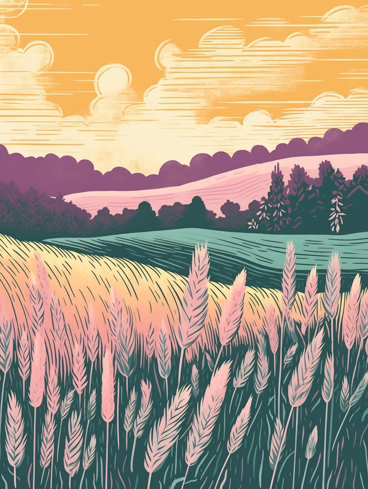 Kornfeld Pastell Illustration kunst, Ruhe und Stille
