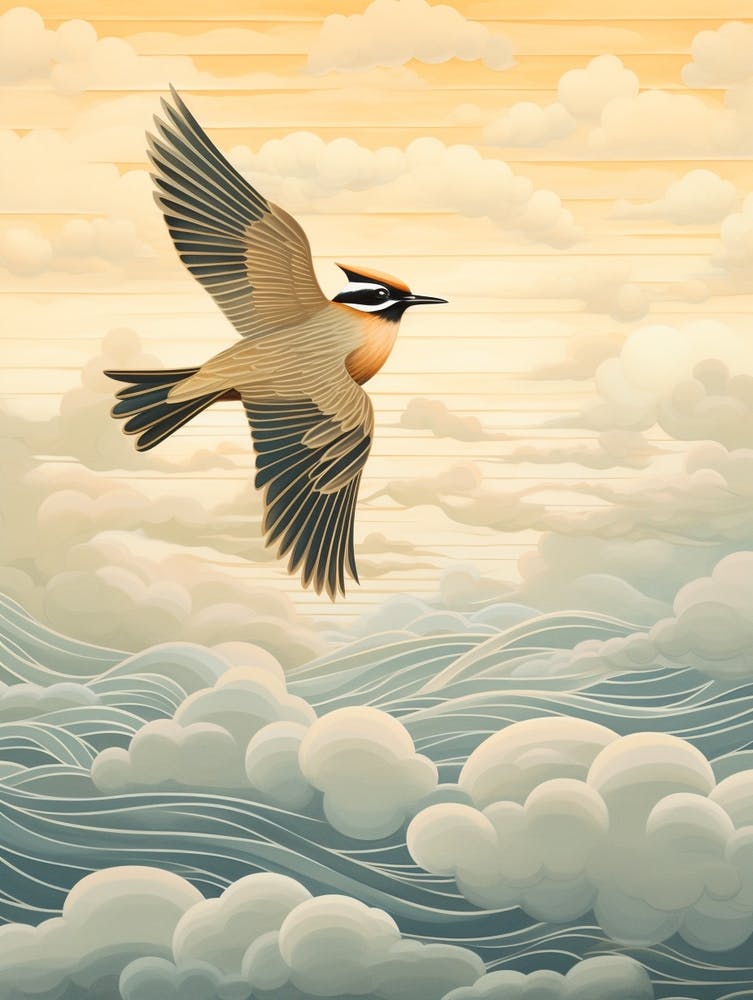 Cedar Waxwing 3 Gold Detail Painting