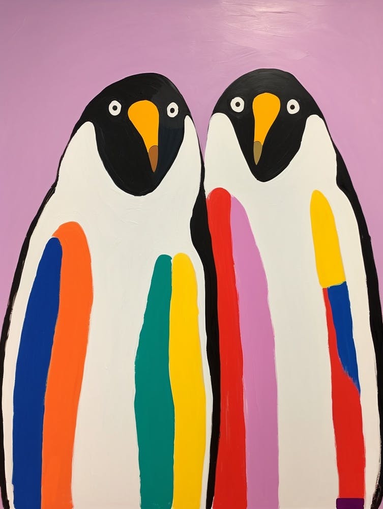 Colourful Kids Animal Art Emperor Penguin 1