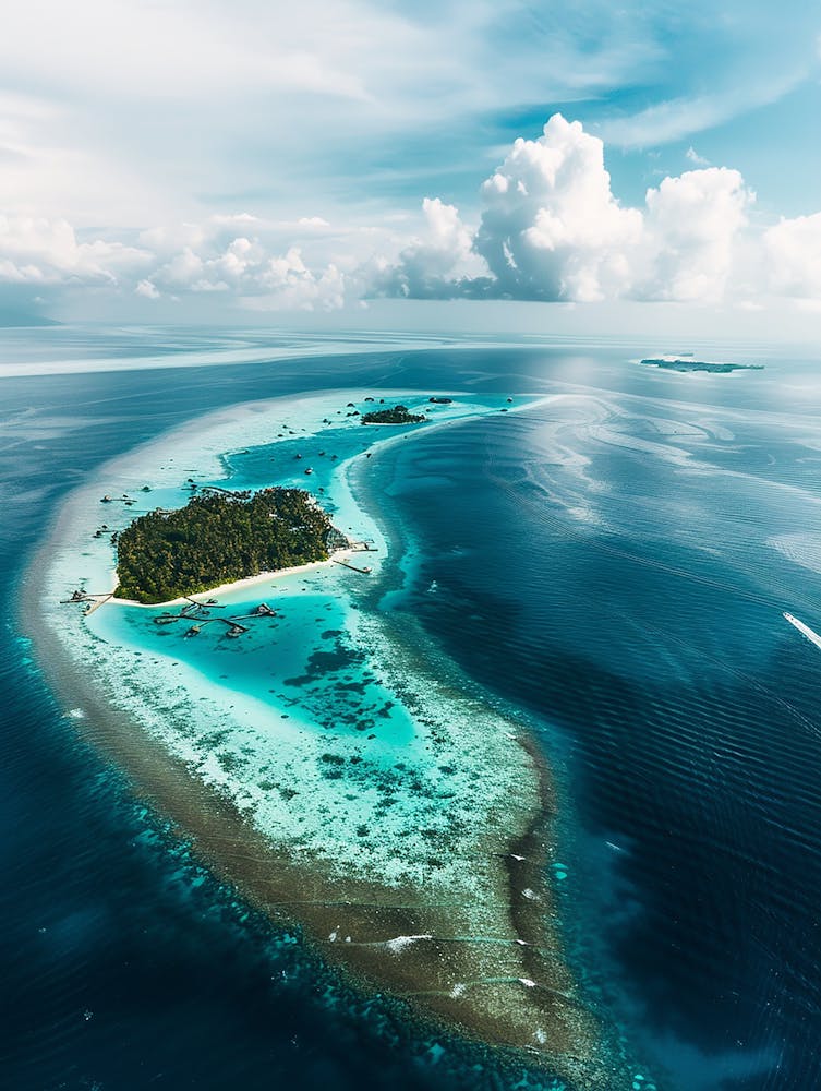 Aerial View Of An Island In The Maldives