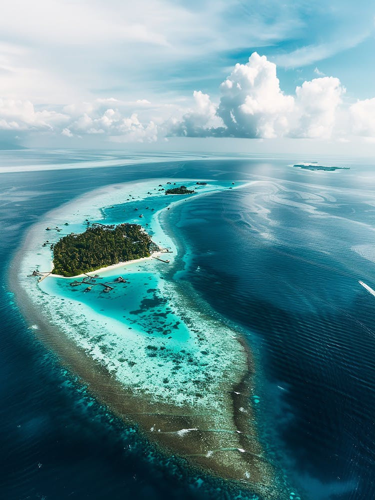 Aerial View Of An Island In The Maldives